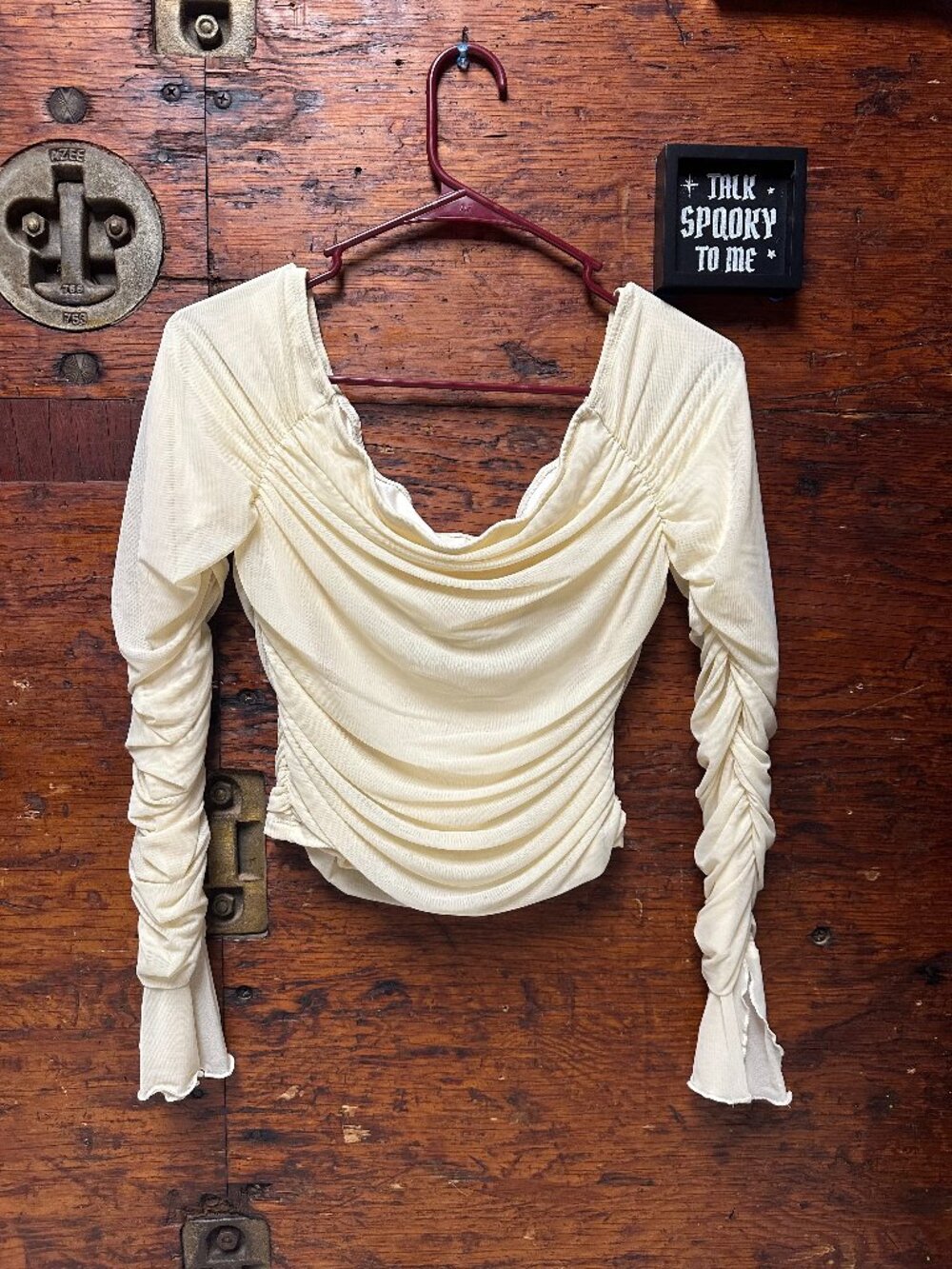 Ivory ruffled witchy long-sleeved top